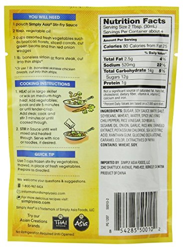 Simply Asia Stir Fry Sauce 4 Flavor Variety Bundle: (1) Sweet & Sour, (1) General Tso, (1) Spicy Kung Pao, and (1) Ginger Terikai, 4-4.43 Oz. Ea. thumbnail