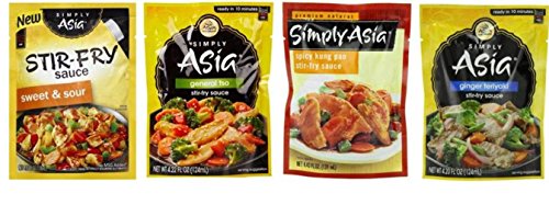 Simply Asia Stir Fry Sauce 4 Flavor Variety Bundle: (1) Sweet & Sour, (1) General Tso, (1) Spicy Kung Pao, and (1) Ginger Terikai, 4-4.43 Oz. Ea. thumbnail