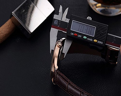 SINOBI Man Wristwatch Leather Strap, Ultra Slim Sub-Dials Date/Week/Hour Waterproof Quartz Business Watch thumbnail
