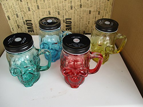 Biutee Novelty Heavy Base Glass Skull Face Drinking Mug Cup with Glass Handles, 18 Ounce, Limited Edition Glassware, 1 Beer Juice Water Drinking Glass thumbnail