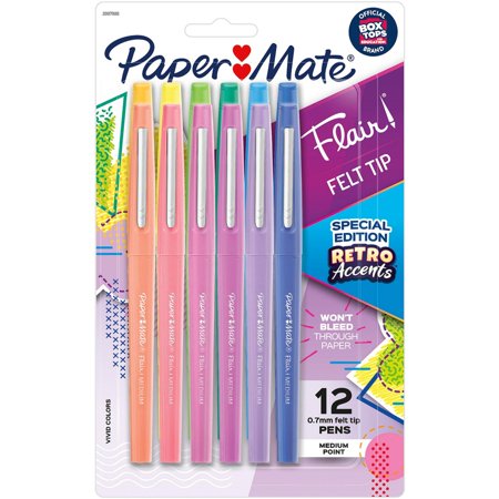 Paper Mate Flair Medium Point Pens - Medium Pen Point - Assorted Water Based Ink - 12 / Pack | Bundle of 2 Packs