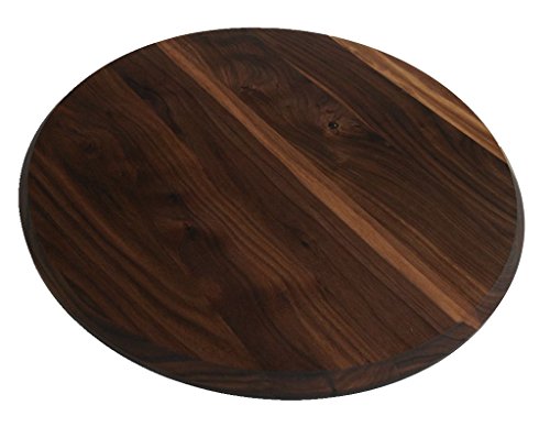 Gourd 17-1/2 Inch Diameter?3/4 Inch Thick?Round Walnut Wood Cheese Cutting Board with Juice Drip Groove thumbnail