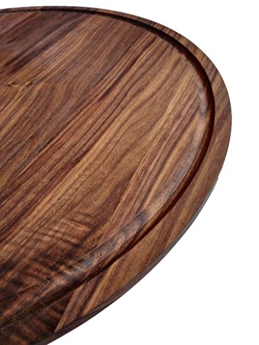 Gourd 17-1/2 Inch Diameter?3/4 Inch Thick?Round Walnut Wood Cheese Cutting Board with Juice Drip Groove thumbnail