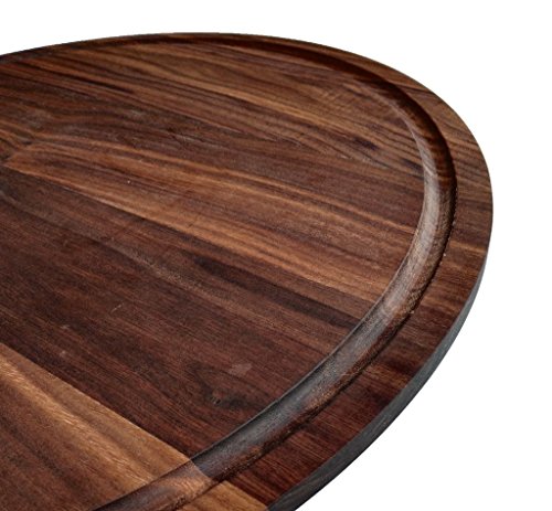 Gourd 17-1/2 Inch Diameter?3/4 Inch Thick?Round Walnut Wood Cheese Cutting Board with Juice Drip Groove thumbnail