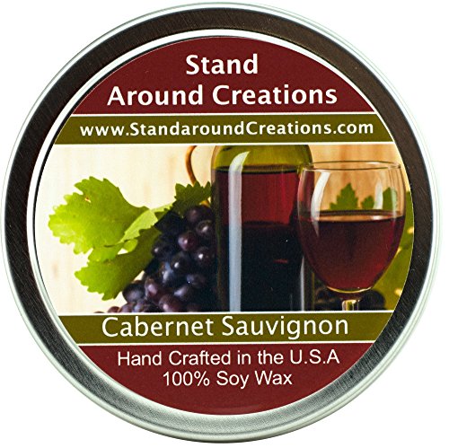 Premium 100% All Natural Soy Wax Aromatherapy Candle - 8 Oz Tin- Cabernet Sauvignon Wine: the Sweet Aroma of Wild Grapes Enhanced with Hints of Strawb