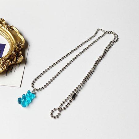 MAKITED Gummy Bear Necklace Resin Candy Color Cartoon Pendant Chain for Women Girls Jewelry Gifts