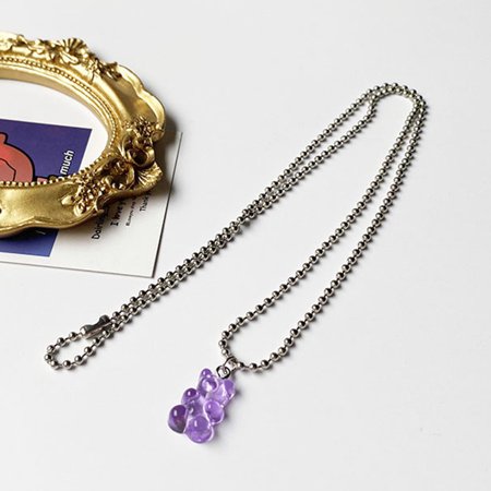 MAKITED Gummy Bear Necklace Resin Candy Color Cartoon Pendant Chain for Women Girls Jewelry Gifts