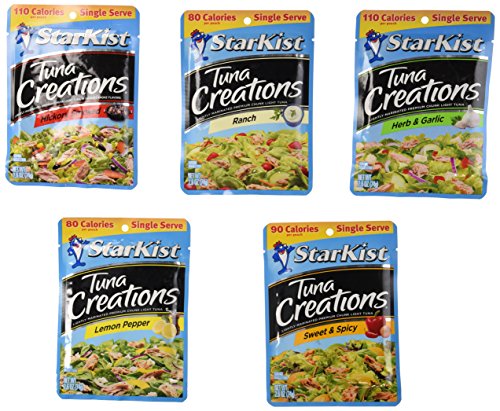 Starkist Tuna Creations Variety Bundle, Single Serve 2.6-Ounce Pouch (Pack of 5) Includes 1-Pouch Sweet & Spicy + 1-Pouch Hickory Smoked + 1-Pouch
