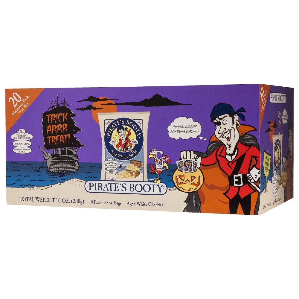 Pirate S Booty Halloween Aged White Cheddar Puffs  Gluten-Free  0.5 Oz Snack Size Bags  12 Ct