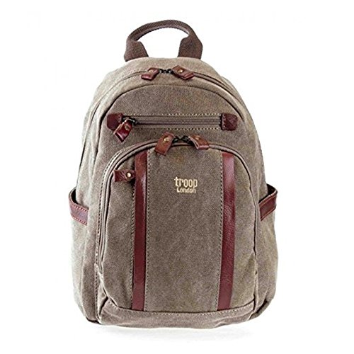 NEW Troop LONDON TRP-0255 Mini Size Backpack Unisex Premium Canvas Bag Brown