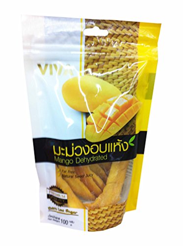 4 Packs of Mango Dehydrated. Fat Free, Extra Low Sugar, Natural Sweet Juicy. Premium Deliicious Fruit Snack by Viva.(100 G/ Pack)
