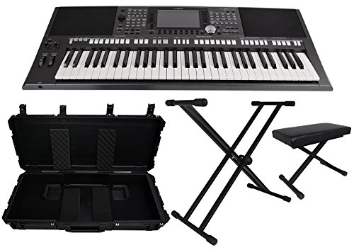 Pkg:Yamaha PSR-S970 61KeyProfessionalDigitalKeyboardArrangerWorkstation+SKB 3I-4719-KBD 61NoteWaterproofHardKeyboardTravelCase+RV RKS-2XDoubleXBracedK thumbnail