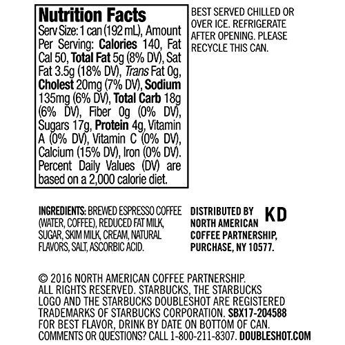 Starbucks Doubleshot Espresso & Salted Caramel Cream Premium Iced Coffee Drink  6.5 Fl Oz  12 Pack Cans thumbnail