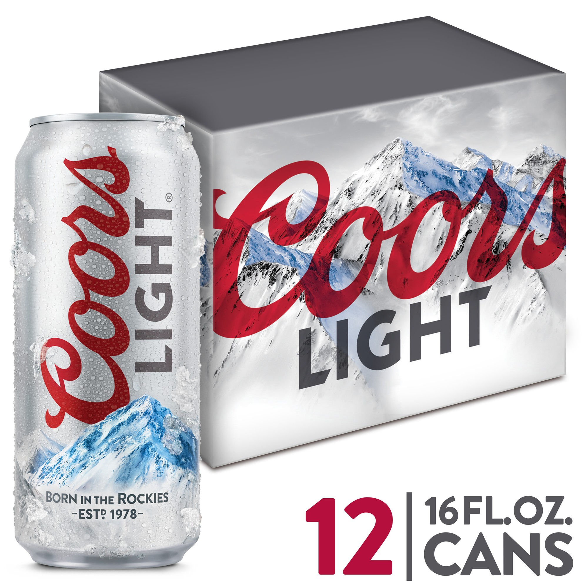 Coors Light American Light Lager Beer - 16.0 Fl Oz X 12 Pack