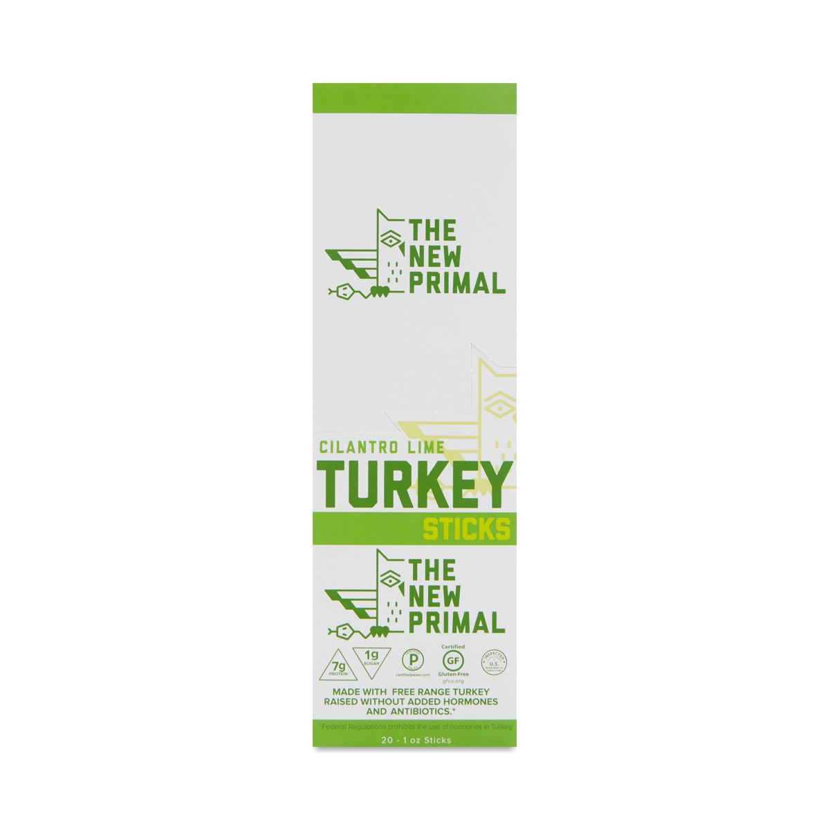 The New Primal Turkey Sticks, Cilantro Lime 20 Sticks (1 Oz Each)