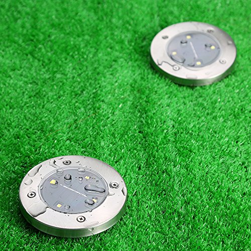 Tomshine 4Pcs 4 LED Solar Lights Outdoor Ground Lights, Water-resistant Path Garden Landscape Lighting for Yard Driveway Lawn Pathway Warm White