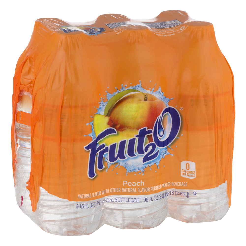 Fruit2O Zero Calorie Flavored Water, Peach, 6 Count (Pack of 4)