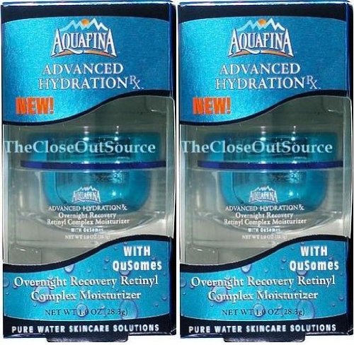 Aquafina Advanced Hydration Rx Overnight Recovery Retinyl Complex Moisturizer, with QuSomes 1.0 Oz / 28.3 G, (2 Ct.)