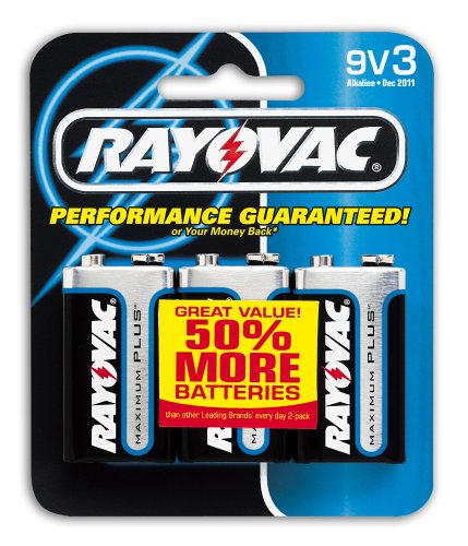 Rayovac Alkaline Batteries 9V Size Carded 3-Pack