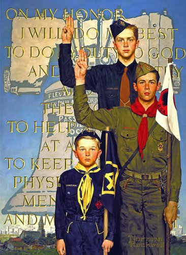 Boy Scouts on My Honour 1953 Norman Rockwell Print - 7 in X 10 in - Matted to 11 in X 14 in - Mat Colors Vary