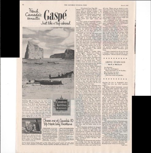 Canadian National Railway French Canada Gaspe 1953 Vintage Antique Advertisement