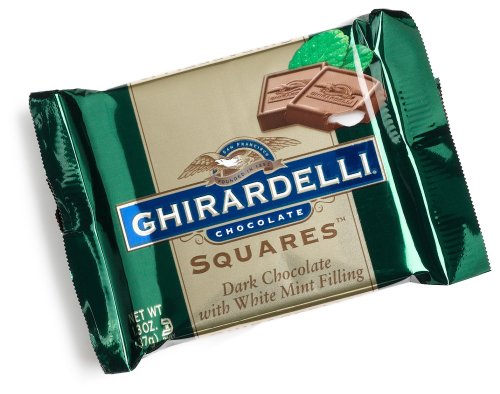 Ghirardelli Chocolate Squares, Dark Chocolate with White Mint Filling, 1.3-Ounce Squares (Pack of 18)