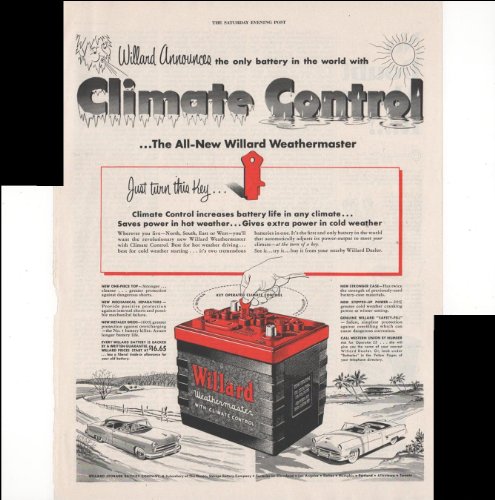 Willard Batteries Only Battery with Climate Control 1953 Antique Advertisement