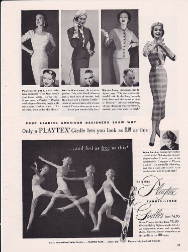 Playtex Fabric-Lined Invisible Girdles 1953 Vintage Antique Advertisement