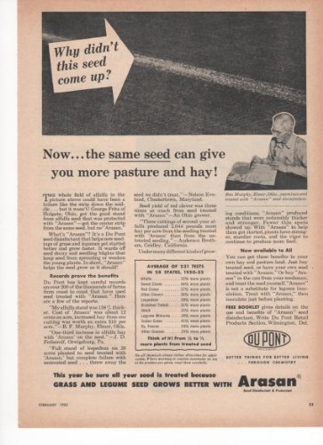 Du Pont Arasan Seed Disinfectant Protectant Hay 1953 Farm Antique Advertisement