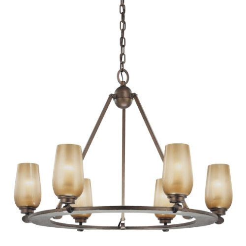 Minka Lavery 6249 Traditional / Classic Six Light Chandelier from the Cimarron Collection, Dark Brushed Bronze