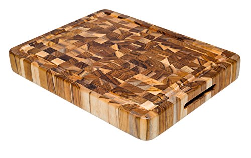 Teakhaus 16 in X 12 in X 2 in Rectangle Hand Grips Juice Canal Wooden Butcher Block thumbnail