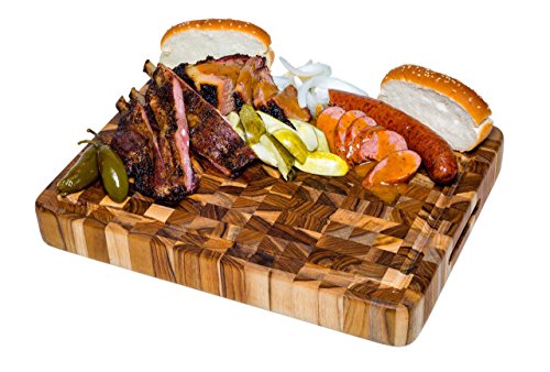 Teakhaus 16 in X 12 in X 2 in Rectangle Hand Grips Juice Canal Wooden Butcher Block thumbnail