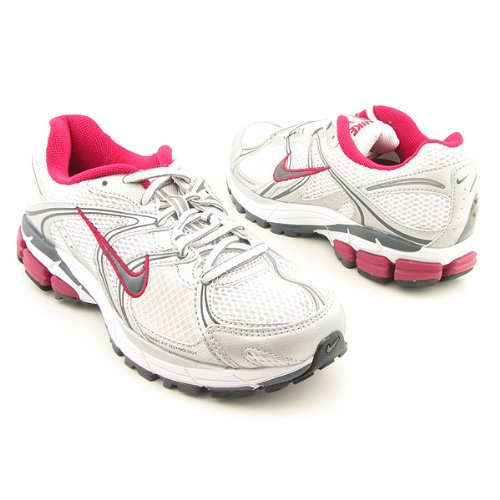 Nike Women's Air Equalon+ 3 Running Shoe (White/ Metallic Silver/ Brilliant Mgnta/ Dark Grey) - 10