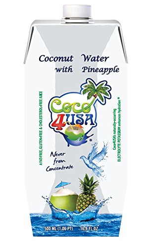 COCO4USA-Coconut Water with Pineapple Juice [16.9 Fl Oz, 12-Pack]