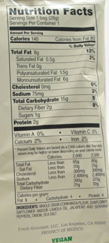 The Better Chip Tortilla Chips, Jalapeno and Sea Salt, 1 Oz. Bags, 44 Count