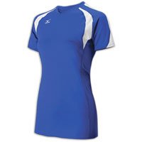 Mizuno Womens Techno Volley III Short Sleeve Volleyball Jersey - SIZE: Medium, COLOR: Royal/White
