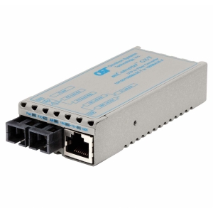 Omnitron MiConverter GX/T - Fiber Media Converter - GigE - 10Base-T, 100Base-TX, 1000Base-T, 1000Base-X - RJ-45 / SC Multi-mode - up to 1800 Ft - 850 
