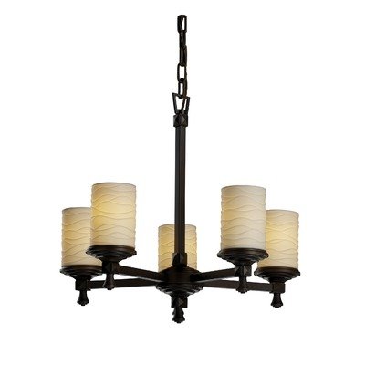 Justice Design Group POR-8530-10-SAWT-DBRZ Limoges Collection Deco 5-Light Chandelier