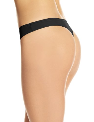 Hanro Women's Allure Thong Panty in Black (1455) | Size Medium | HerRoom.com