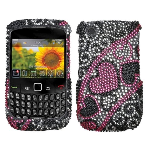 Asmyna BB8520HPCDM136NP Dazzling Luxurious Bling Case for BlackBerry Curve 8520/8530/9300/9330 - 1 Pack - Retail Packaging - Streaming Hearts