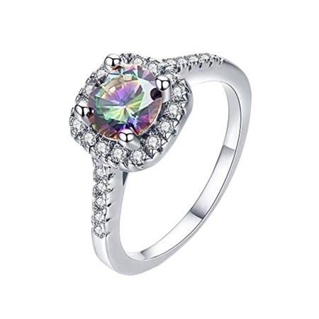 S^6249，Luxury Shiny Rhinestone Ring Simulation Gemstone Alloy Ring Jewelry Accessories Personalized Gift Ladies Birthday Vale
