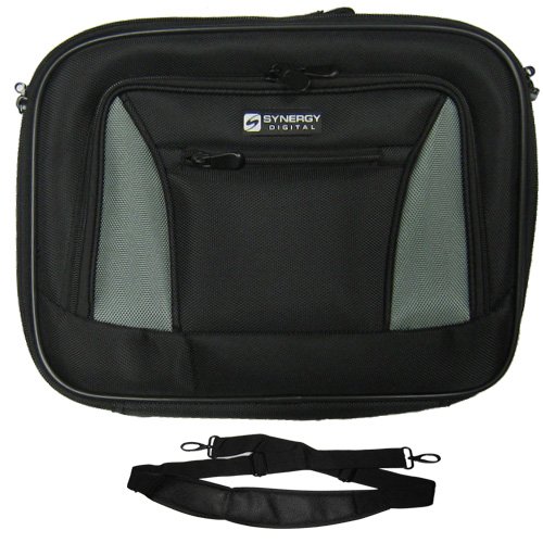 Compaq Presario 2564 Series Laptop Case Carry Handle & Adjustable Shoulder Strap - Black/Gray - Adjustable & Removable Interior Divider