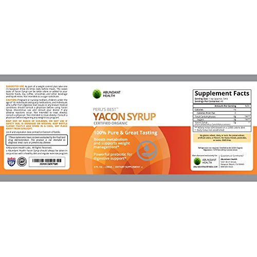 100% PURE ORGANIC YACON SYRUP from PERU - Great Tasting and Naturally Sweet Without Sugar - Premium Formula from Yacon Root Contains Prebiotic FOS for thumbnail