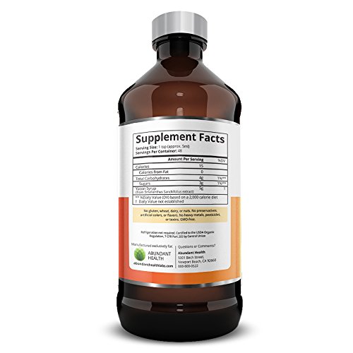 100% PURE ORGANIC YACON SYRUP from PERU - Great Tasting and Naturally Sweet Without Sugar - Premium Formula from Yacon Root Contains Prebiotic FOS for thumbnail