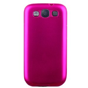 Samsung Galaxy S 3 III / S3 / I9300 I-9300 / I747 I-747 Hot Pink / Magenta Metallic Hybride Snap-on Hard Protective Cover Case Cell Phone thumbnail
