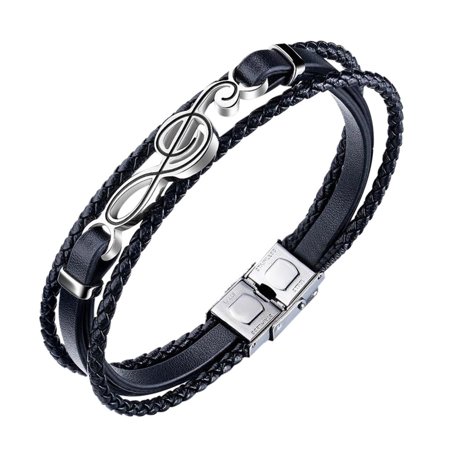 S^5674，Men S Leather Bracelet Guitar Bracelet Multilayer Bracelet with Magnetic Clasp，P#5674 ZI0