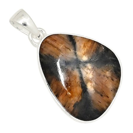 Natural Chiastolite (Cross Stone) 925 Sterling Silver Pendant Jewelry ALLP-14836