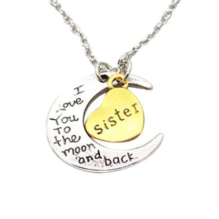 Lj#5999 I Love You to the Moon and Back  Engraved Silver Moon Pendant Necklace Mum T8#5999 DY3