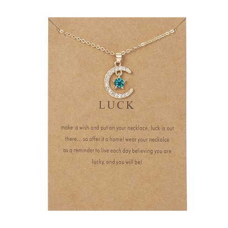 F#3535，New Month Birthstone Moon Star Pendant Paper Card Necklace Alloy Diamond，P#3535 KY6