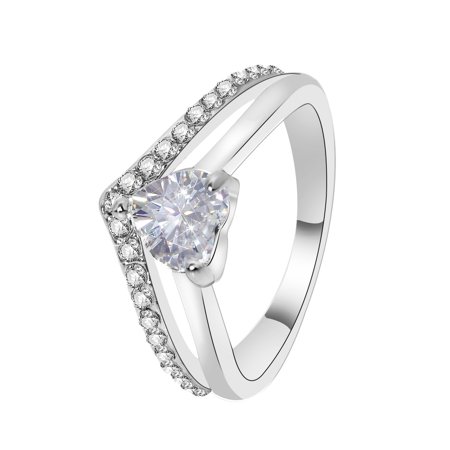 Lj#7668 Heart Shaped Zircon Diamond Engagement Engagement Ring T8#7668 DG8